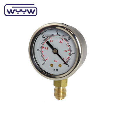 SS304 Case Compound Gauge Pressure Gauge Radial Direction -1-1bar -15-15psi 100mm Pengisian Minyak