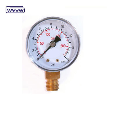 60mm Air Stainless Steel Pressure Gauge Dual Scale Bagian bawah Koneksi