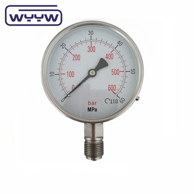 4&quot; Tidak menggunakan minyak 100mm Air Manometer Pressure Gauge Material baja tahan karat