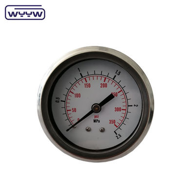 63mm Stainless Steel Cairan Diisi Pressure Gauge Shockproof 1/4 