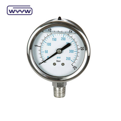 60mm Dial Cairan Diisi Pressure Gauge 250 Bar Manometer EN 837-1