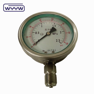 Bayonet Kgf/Cm2 Psi 4 &quot;Licid Filled Pressure Gauge Bagian bawah Koneksi