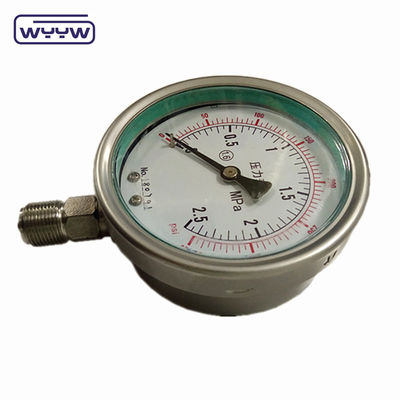 Bayonet Kgf/Cm2 Psi 4 &quot;Licid Filled Pressure Gauge Bagian bawah Koneksi