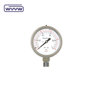SS316 Dasar 63mm Filled Pressure Gauge Cairan Manometer Umum