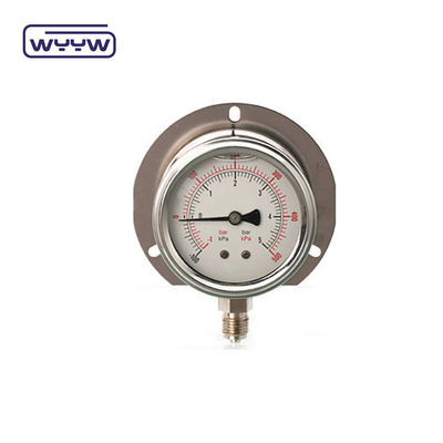 kualitas tinggi minyak diisi 4 &quot;stainless steel getaran-bukti pengukur tekanan