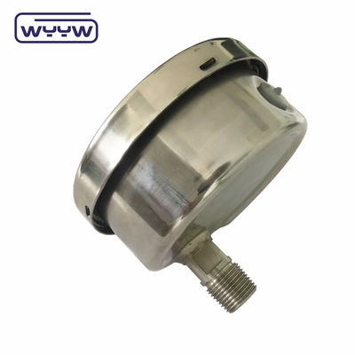 Back Connection 100mm Oil Filled Pressure Gauge Ss304 Baja tahan karat
