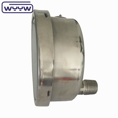 Back Connection 100mm Oil Filled Pressure Gauge Ss304 Baja tahan karat