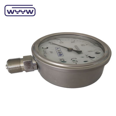 OEM ODM OBM Liquid Filled Pressure Gauge 100mm Bahan baja tahan karat