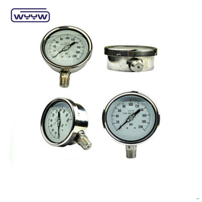 4 Inch Stainless Steel Oil Filled Pressure Gauge Dengan Keakuratan 2,5%/1,6% Dan 1/4'PT/NPT/G/M Thread
