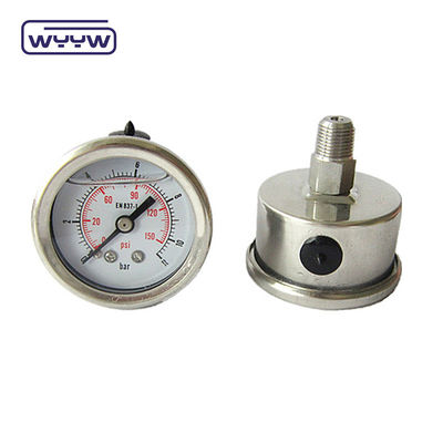 Back Mount Minyak Diisi Tekanan Gauge 100mm Ukuran Baja tahan karat