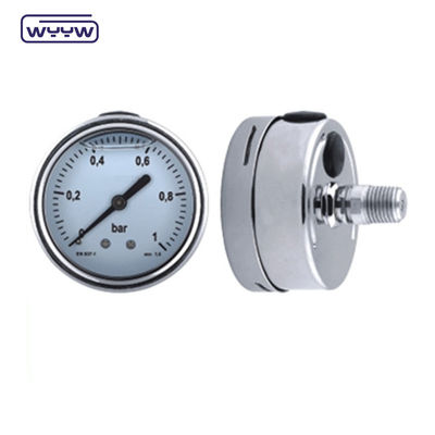 Back Mount Minyak Diisi Tekanan Gauge 100mm Ukuran Baja tahan karat