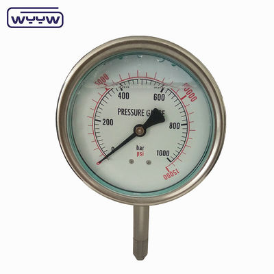 Manometer tekanan tinggi baja tahan karat dengan koneksi UNF9/16