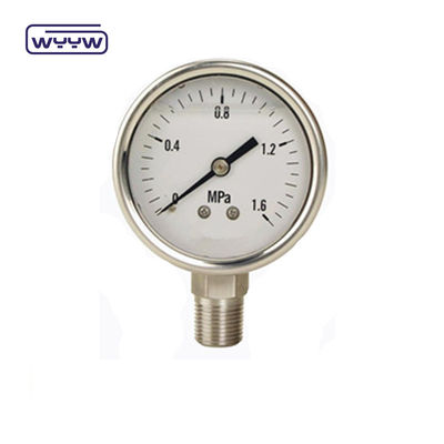 60mm SS304 Industrial Liquid Filled U Tube Pressure Gauge Bourdon Tube Manometer
