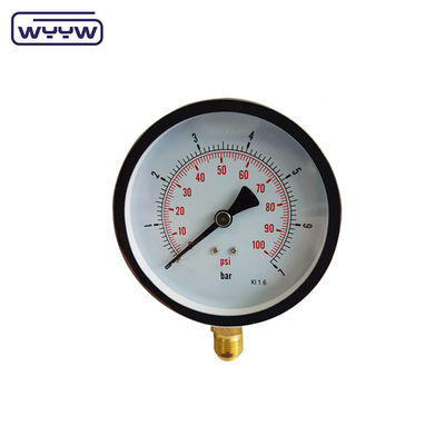 Pengujian Keakuratan Baja Hitam Tekanan Gauge 150mm Koneksi Bagian Bawah Keakuratan Tinggi