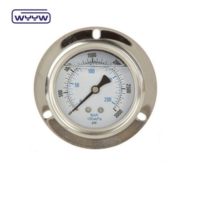 Flange Pengukur Tekanan Hidraulik sS304 Gliserin atau Manometer Isi Silikon