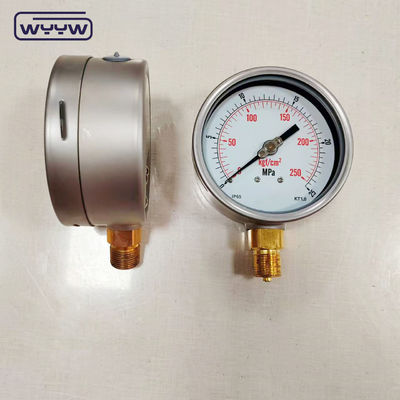 Kasus baja tahan karat Bezel Tekanan gas Manometer 0-25MPa 0-250kgf/Cm2