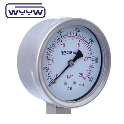 Disesuaikan Gauge Stainless Steel Bourton Tube Diisi dengan Tekanan Cairan Bagian Bawah Mount