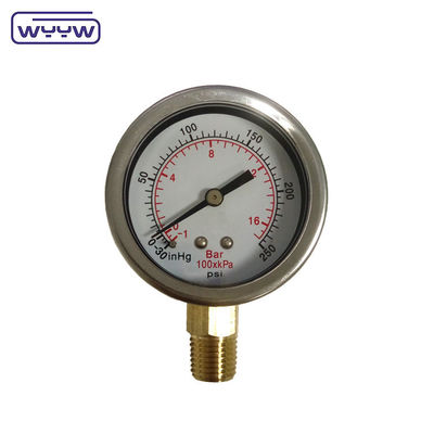 Bagian bawah atau sumbu digital vacuum pressure gauge ± 2,5% dari akurasi pemasangan skala penuh