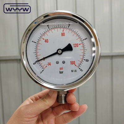 4 Inci Vacuum Dan Tekanan Gauge Kuningan Bagian basah Baja tahan karat