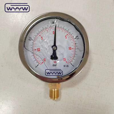 4 Inci Vacuum Dan Tekanan Gauge Kuningan Bagian basah Baja tahan karat