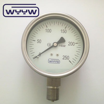 Aluminium Black Pointer Kapsul Pressure Gauge 100mm 1/2 Ukuran Koneksi untuk aplikasi tugas berat