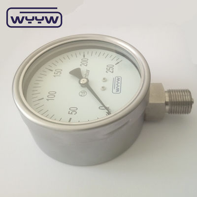 Aluminium Black Pointer Kapsul Pressure Gauge 100mm 1/2 Ukuran Koneksi untuk aplikasi tugas berat