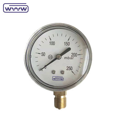 63mm 100mm 150mm Kapsul Pressure Gauge Dengan Baja Hitam Atau Kasus Baja Rinsing Dan Aluminium Pointer Hitam