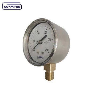 63mm 100mm 150mm Kapsul Pressure Gauge Dengan Baja Hitam Atau Kasus Baja Rinsing Dan Aluminium Pointer Hitam