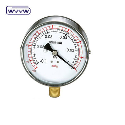 Compound Pressure Gauge untuk mengukur baik tekanan positif dan negatif Kasus stainless steel