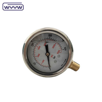 Fosfor Bronze Bourdon Tube Material Pressure Gauge Manometer untuk aplikasi tekanan tinggi hingga 0-1000bar