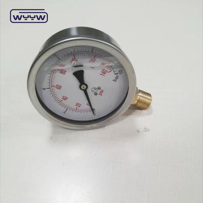 0-10 Bar Range Pressure Gauge Manometer Dengan Jenis Minyak Tersedia Untuk Mengisi Minyak Dan Bagian Bawah Back Mount
