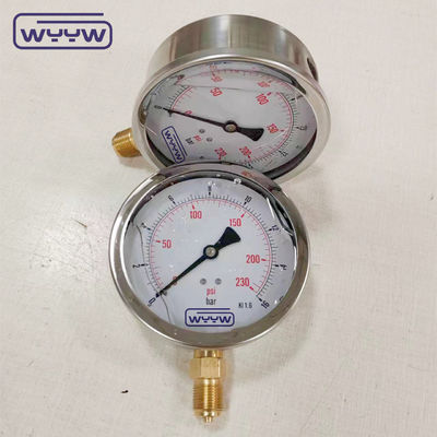 Pressure Gauge Manometer dengan ukuran koneksi BSP dan bahan tabung Bourdon perunggu fosfor