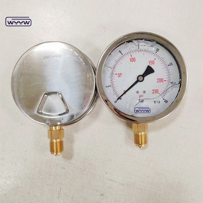 Pressure Gauge Manometer dengan ukuran koneksi BSP dan bahan tabung Bourdon perunggu fosfor