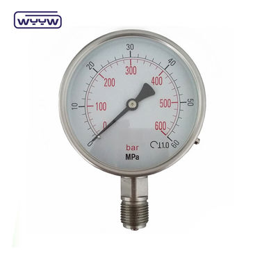 1 Tahun ±1,6% dari Akurasi Skala Penuh Cairan Gauge Vakum 1/4&quot; 1/2''BSP/PT/NPT/G/M Thread