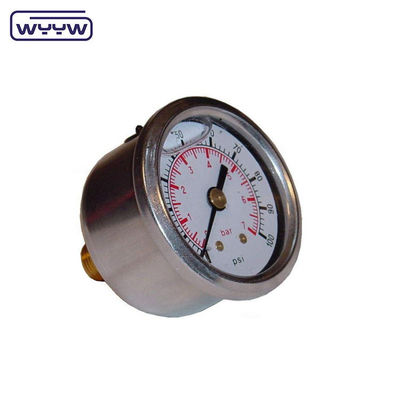 1/4'BSP Thread Cairan Diisi Tekanan Gauge Stainless Steel Bourton Tabung Untuk Industri