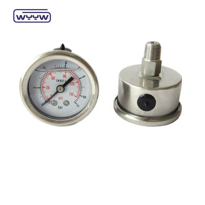 Stainless Steel Bourton Tube Liquid Filled Pressure Gauge Tugas berat 63mm 100mm 150mm
