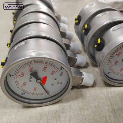 Silikon Gliserin Diisi Bezel Ring Pressure Gauge dengan 100mm Dial dan Bottom Mount untuk Aplikasi Industri