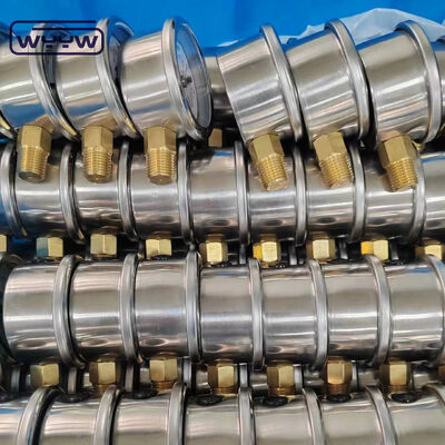 Stainless Steel 50mm Glycerine diisi cairan diisi alat ukur tekanan dengan bagian bawah mount 14Bar / 200Psi