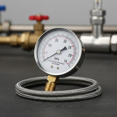 2-inci (50mm) Gas Test Pressure Gauge dengan kisaran 0-25MPa dan Sertifikasi Keakuratan Tinggi untuk Sistem Gas