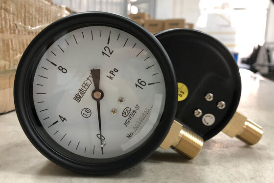 Pengukur Tekanan Kapsul 4 inci (100mm) 0-16kPa untuk Sistem Gas dan Ventilasi Tekanan Rendah