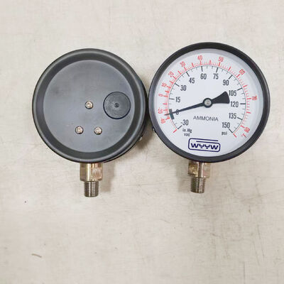 Amonia Pressure Gauge dengan ukuran dial 100mm dan 1/4 "NPT koneksi dalam Black Steel Case