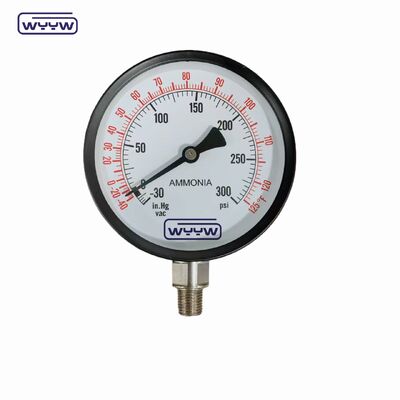 Amonia Pressure Gauge dengan ukuran dial 100mm dan 1/4 "NPT koneksi dalam Black Steel Case