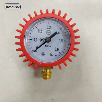 50mm Casing Warna Merah Gas Pressure Gauge W0.6MPa Range Manometer Dengan Tutup Karet