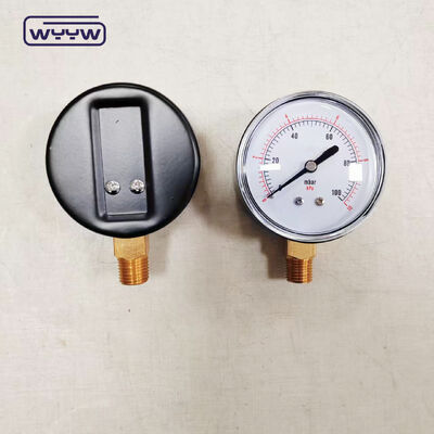 63mm 100mbar Casing Baja Hitam Kapsul Pressure Gauge untuk Gas dengan bagian bawah Mount