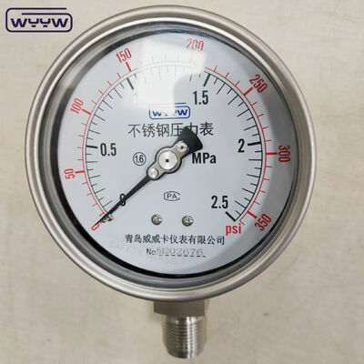 Stainless Steel Shock Resistant Pressure Gauge dengan rentang yang dapat disesuaikan dan sambungan bawah bayonet
