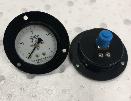 63mm Dial Black Steel Housing Front Flange Pressure Gauge dengan 0-4MPa Range Panel Mount Manometer