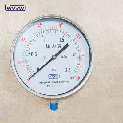 250mm Bayonet Stainless Steel Bagian Bawah Koneksi Heavy Duty Pressure Gauge