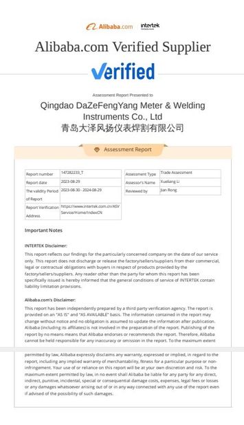 Cina Qingdao Dazefengyang Meter&amp; Welding Instruments Co., Ltd. Sertifikasi